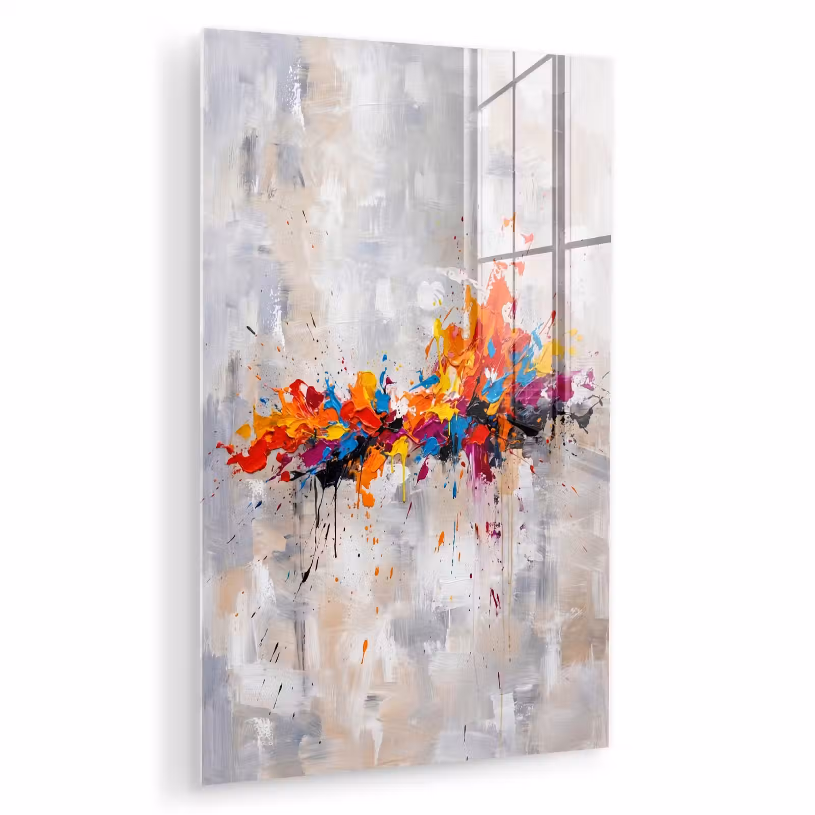 Glas schilderij - Abstract - Schilderij - Kleurrijk - Dynamisch — 1