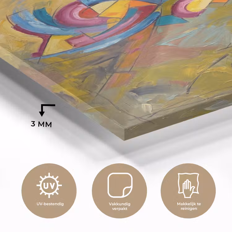Glas schilderij - Abstract - Cirkels - Schilderij - Kleurrijk - Dynamisch — 3