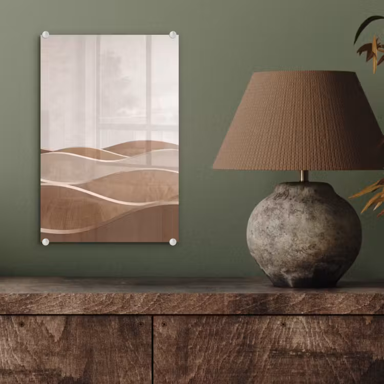 Glas schilderij - Abstract - Golven - Modern - Beige — 4