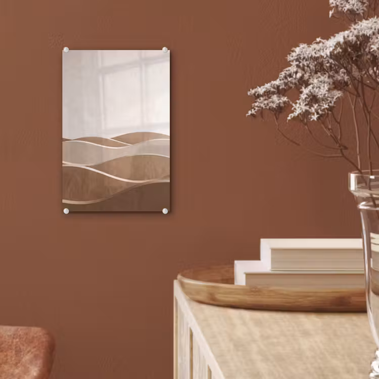 Glas schilderij - Abstract - Golven - Modern - Beige — 6