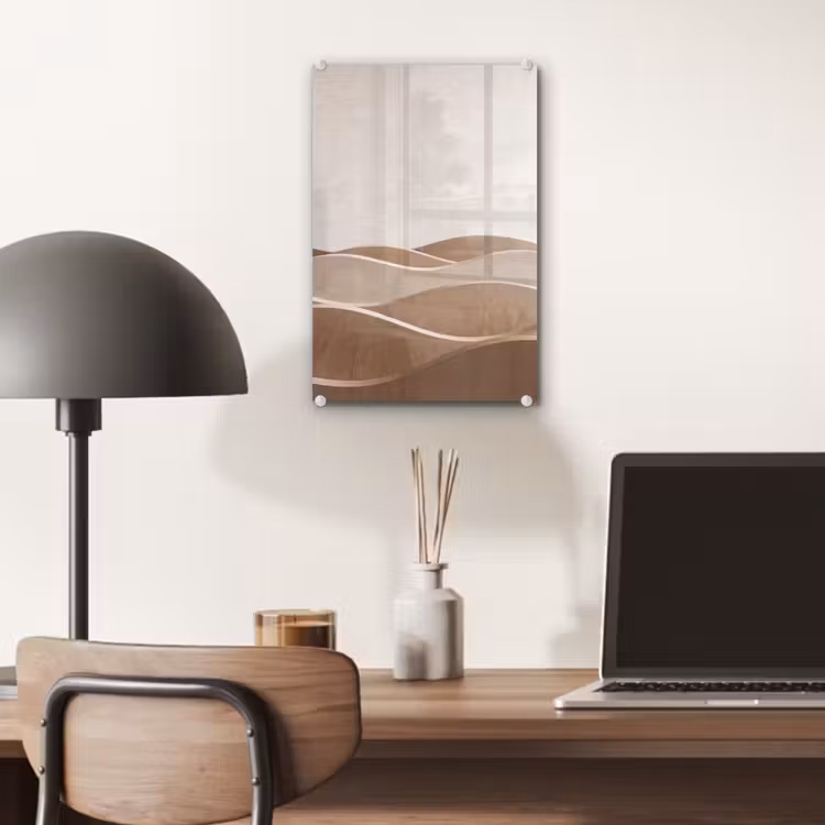 Glas schilderij - Abstract - Golven - Modern - Beige — 7