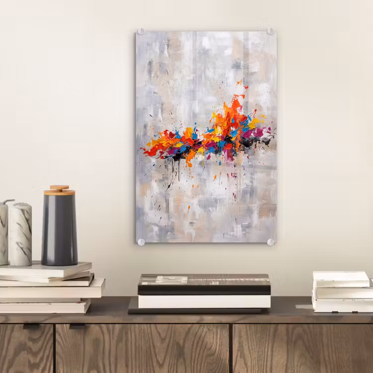 Glas schilderij - Abstract - Schilderij - Kleurrijk - Dynamisch — 2