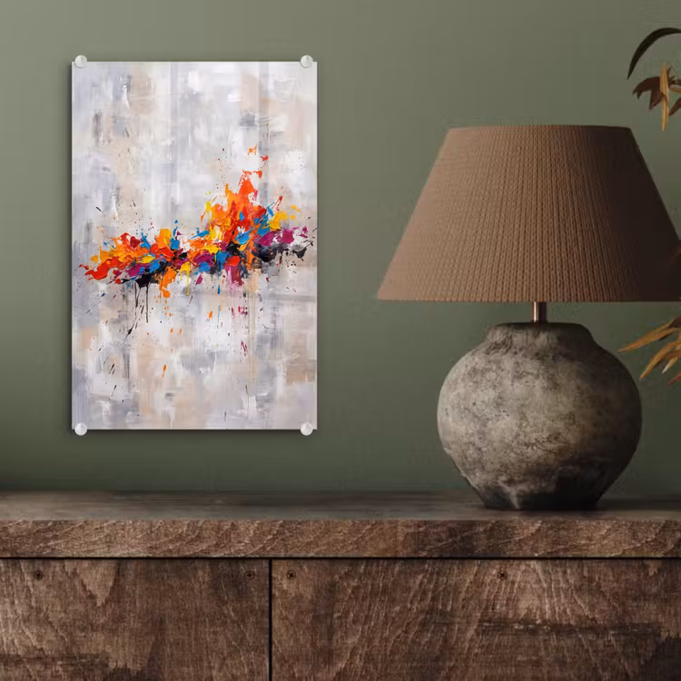 Glas schilderij - Abstract - Schilderij - Kleurrijk - Dynamisch — 4