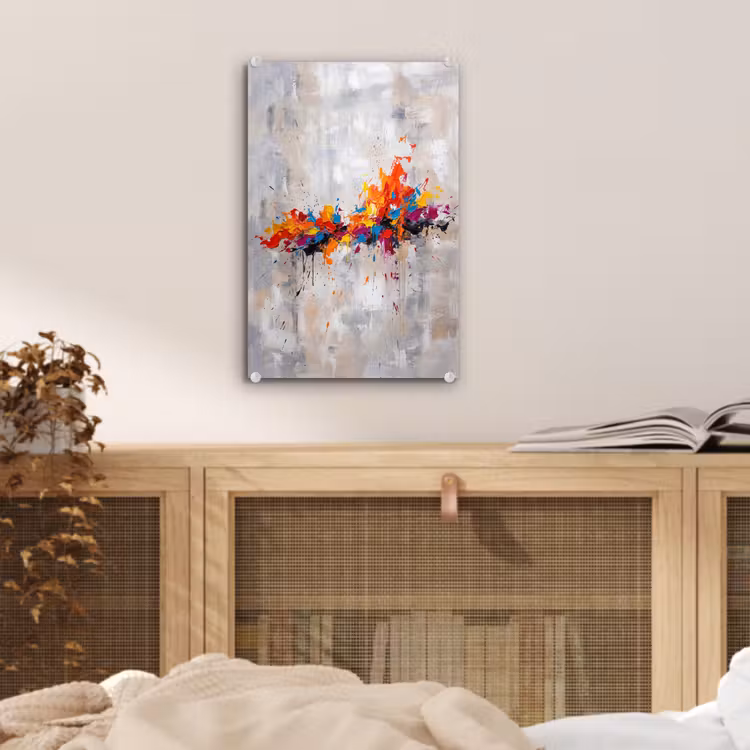 Glas schilderij - Abstract - Schilderij - Kleurrijk - Dynamisch — 5