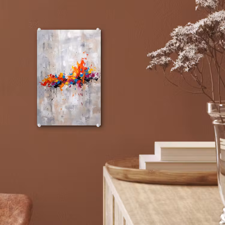 Glas schilderij - Abstract - Schilderij - Kleurrijk - Dynamisch — 6