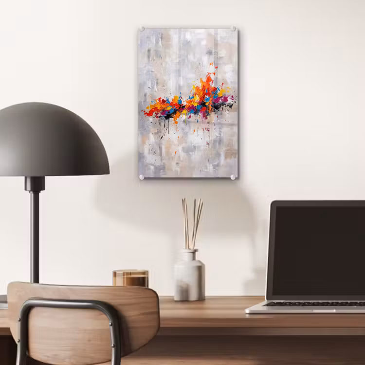 Glas schilderij - Abstract - Schilderij - Kleurrijk - Dynamisch — 7