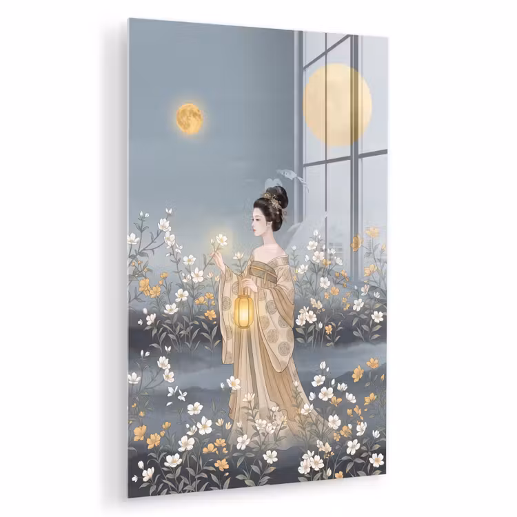 Glas schilderij - Aziatisch - Vrouw - Kimono — 1