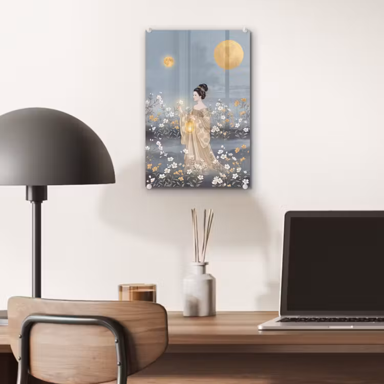 Glas schilderij - Aziatisch - Vrouw - Kimono — 7