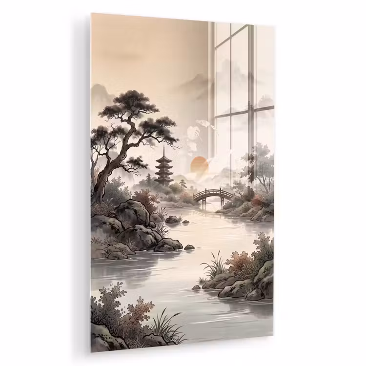 Glas schilderij - Azië - Landschap - Kleurrijk — 1