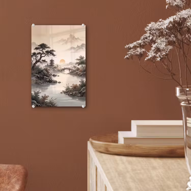 Glas schilderij - Azië - Landschap - Kleurrijk — 6