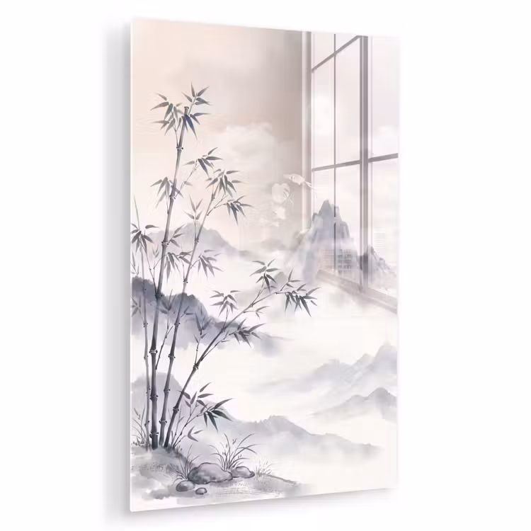 Glas schilderij - Bamboe - Azië - Grijs — 1