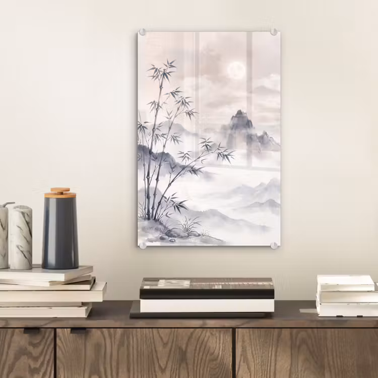 Glas schilderij - Bamboe - Azië - Grijs — 2