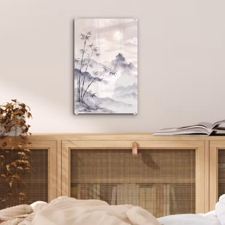Glas schilderij - Bamboe - Azië - Grijs — 5