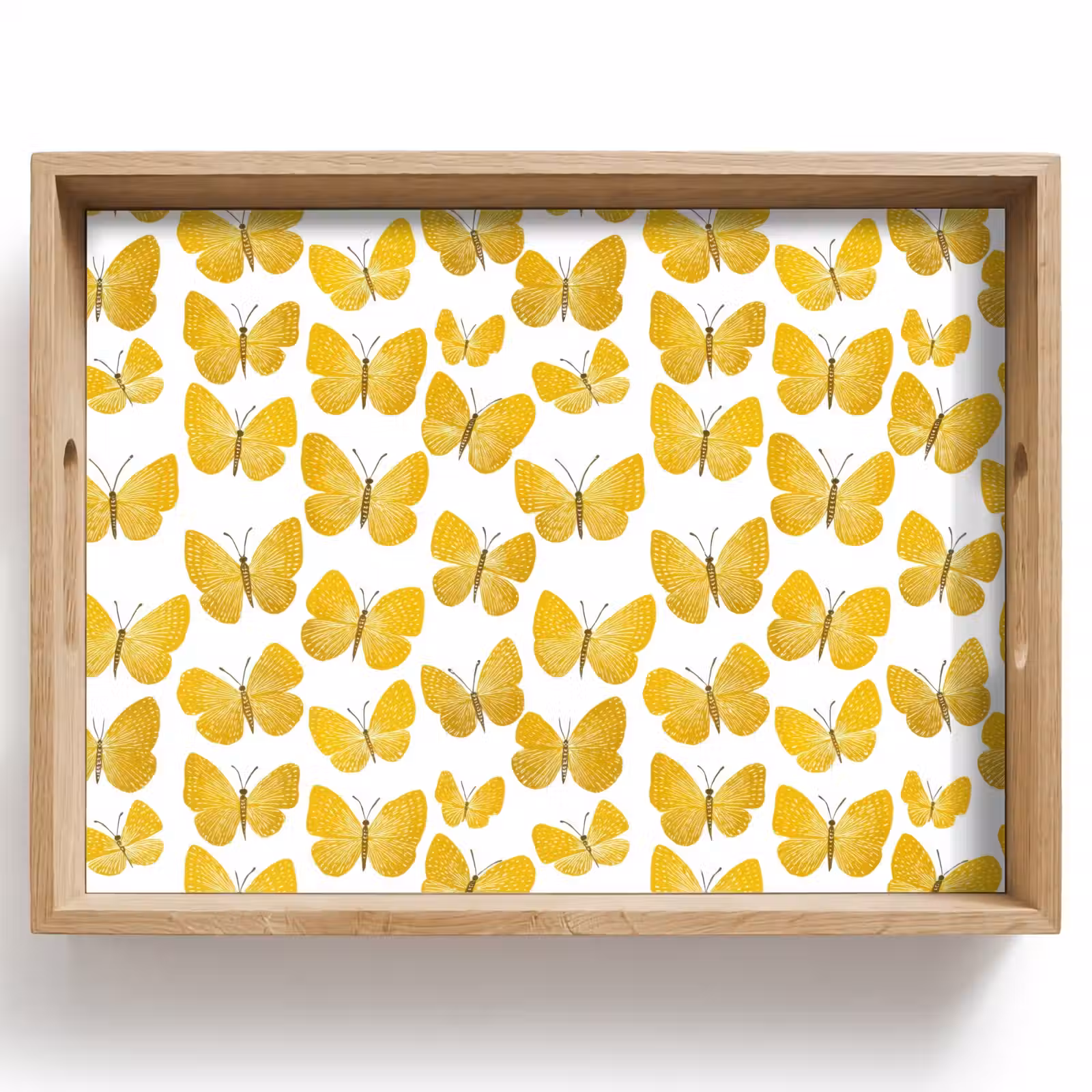 Dienblad - Vlinders - Botanisch - Illustratie - Geel - Wit — 1