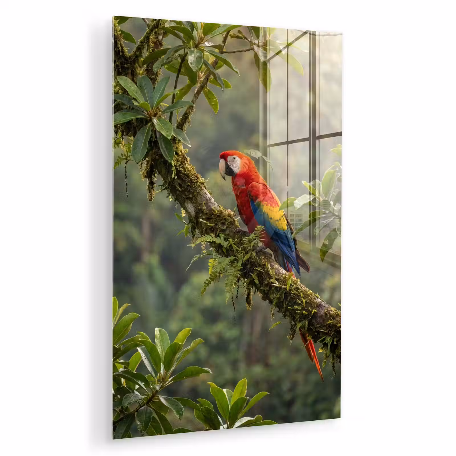 Glas schilderij - Ara - Jungle - Rood — 1