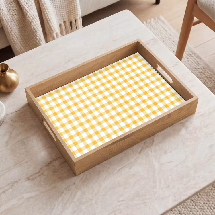 Dienblad - Ruit - Gingham - Klassiek - Geel en Wit — 2