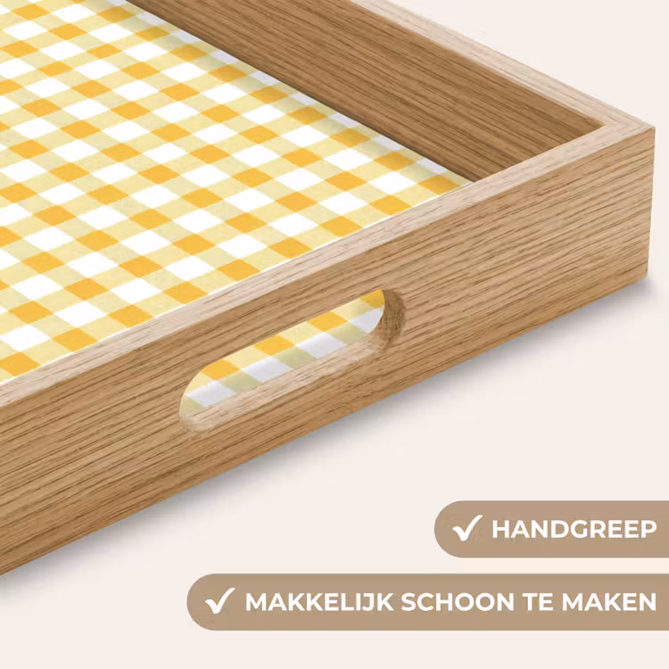 Dienblad - Ruit - Gingham - Klassiek - Geel en Wit — 5