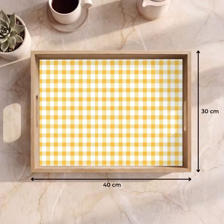 Dienblad - Ruit - Gingham - Klassiek - Geel en Wit — 9