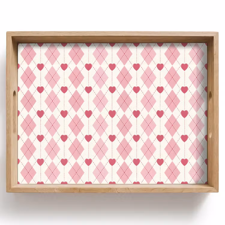 Dienblad - Ruiten - Klassiek - Roze - Wit — 1