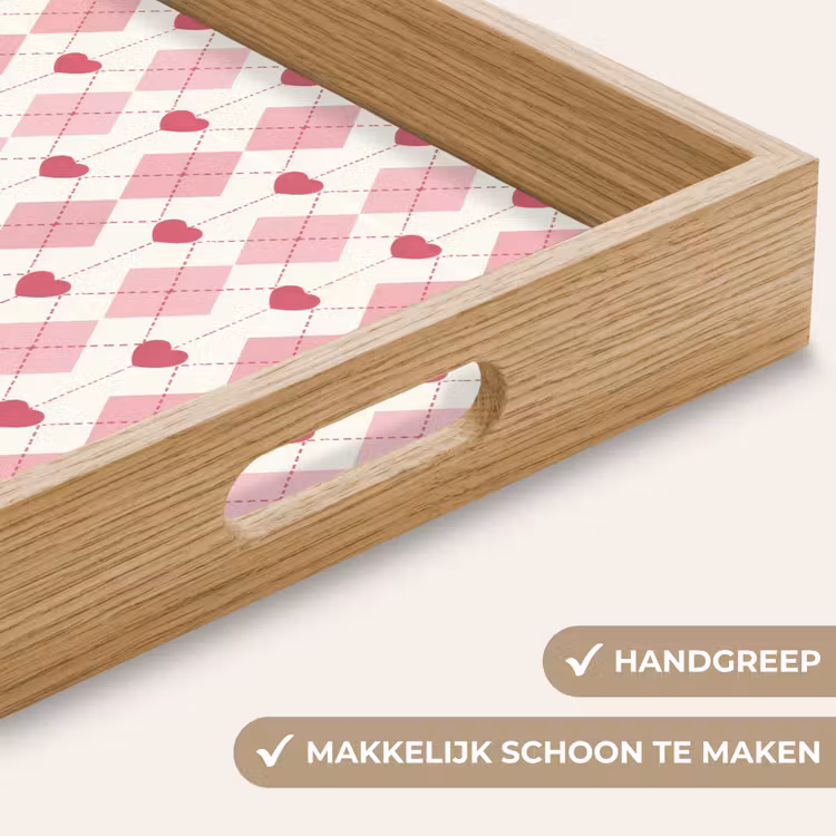 Dienblad - Ruiten - Klassiek - Roze - Wit — 5