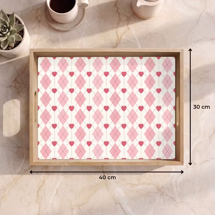 Dienblad - Ruiten - Klassiek - Roze - Wit — 9