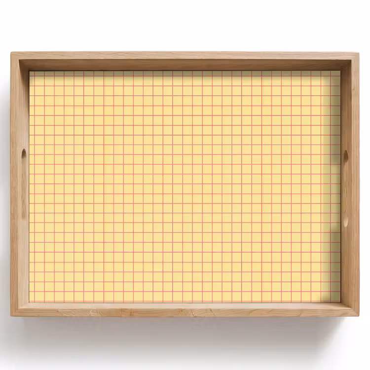 Dienblad - Ruitjes - Grid - Minimalistisch - Geel - Roze — 1