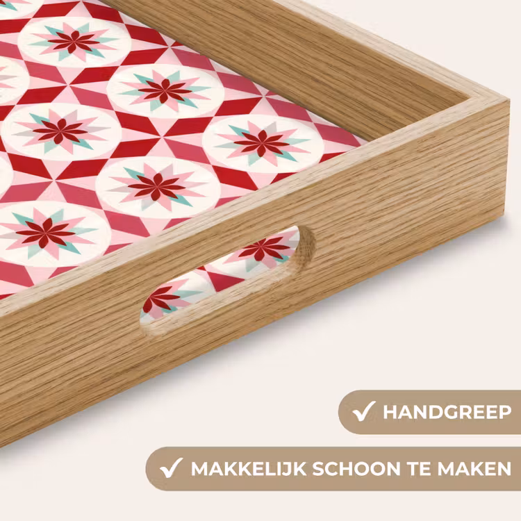Dienblad - Tegelpatroon - Sterren - Retro - Roze - Mintgroen — 5