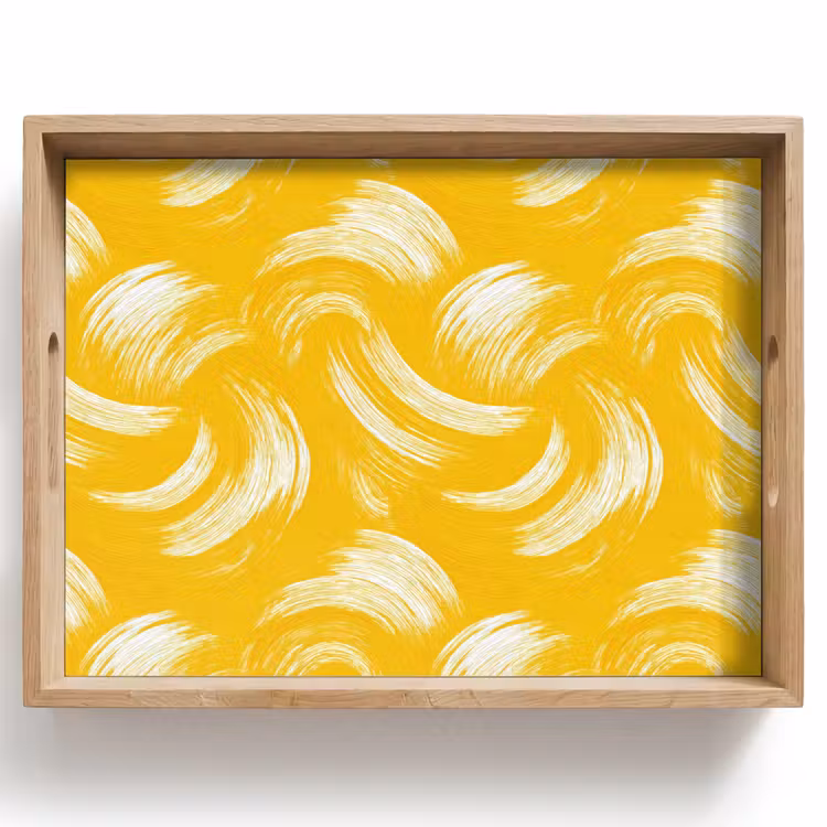 Dienblad - Verfstreken - Abstract - Dynamisch - Geel — 1