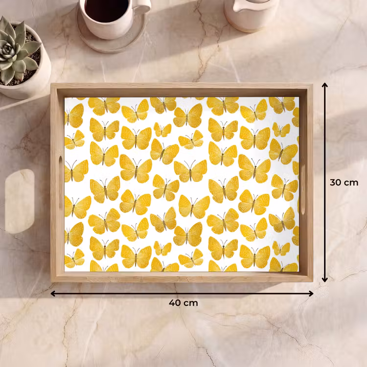Dienblad - Vlinders - Botanisch - Illustratie - Geel - Wit — 9