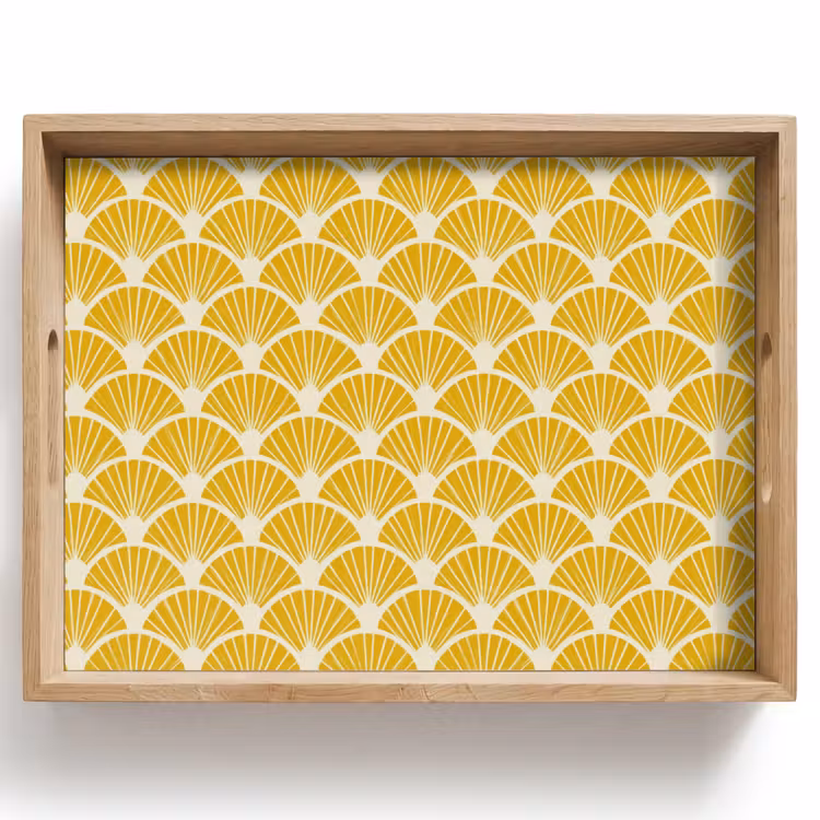 Dienblad - Waaiers - Art Deco - Retro - Okergeel — 1