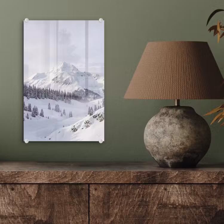 Glas schilderij - Berg - Sneeuw - Winter - Natuur - Wit — 4