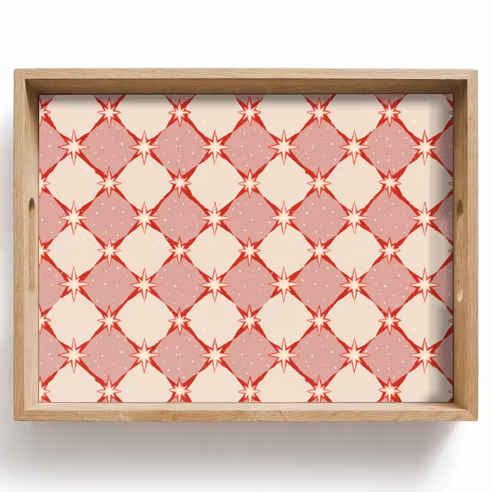 Dienblad - Ruiten - Sterren - Vintage - Oudroze - Rood — 1