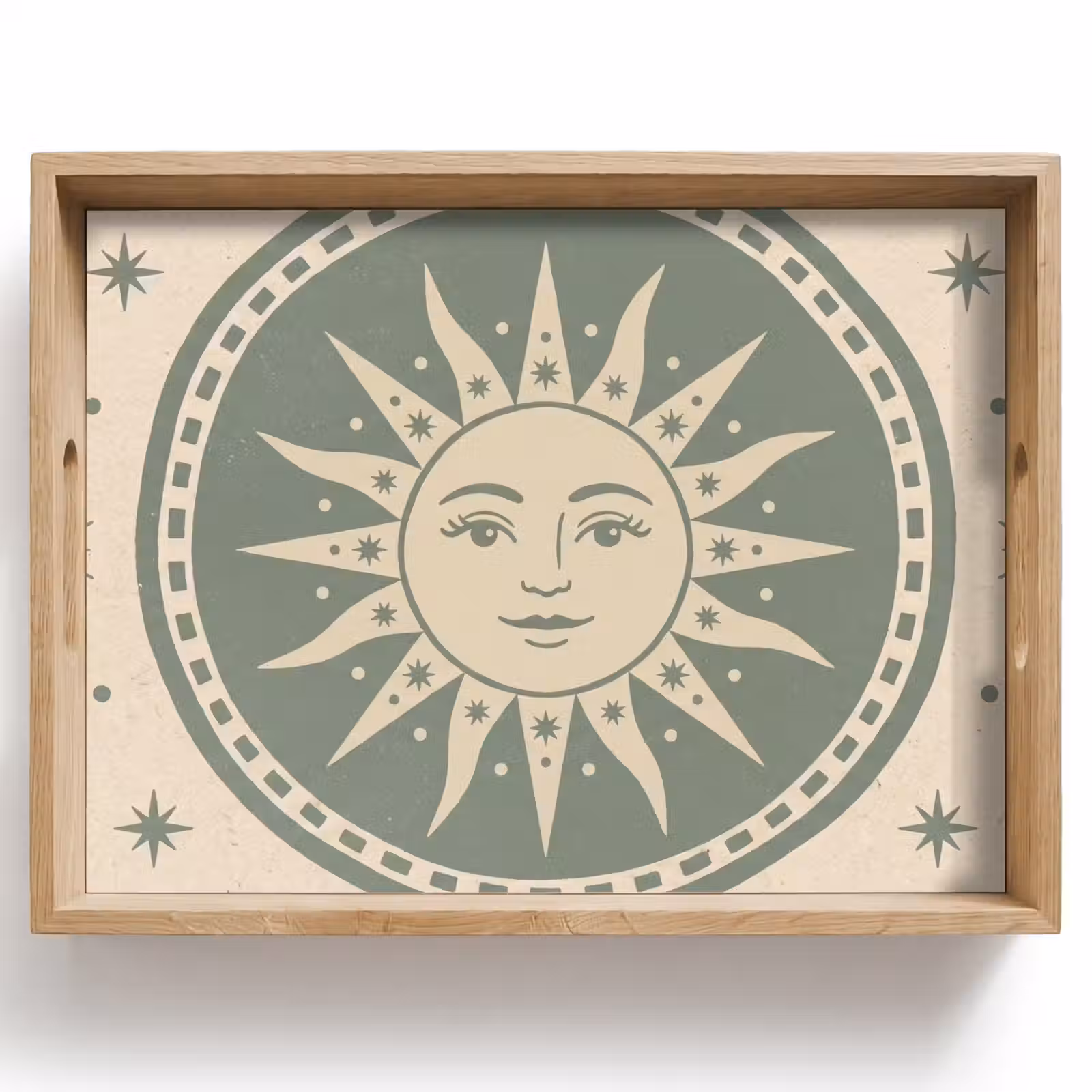 Dienblad - Zon - Sterren - Astrologie - Vintage - Groen — 1