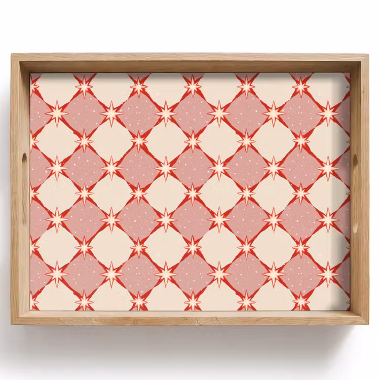 Dienblad - Ruiten - Sterren - Vintage - Oudroze - Rood — 1