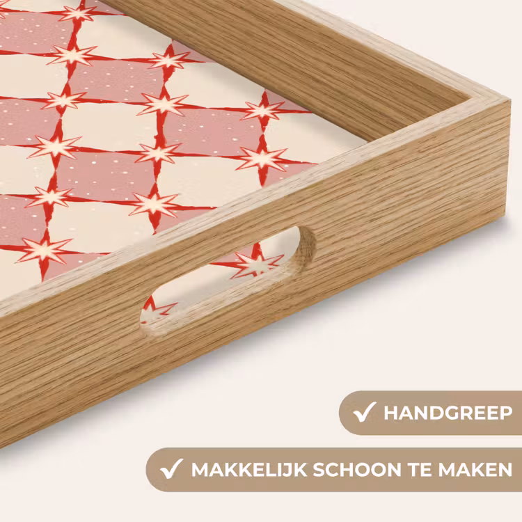 Dienblad - Ruiten - Sterren - Vintage - Oudroze - Rood — 5