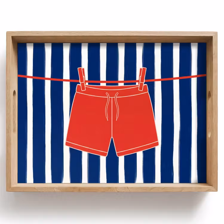 Dienblad - Shorts - Waslijn - Zomer - Illustratie - Rood — 1