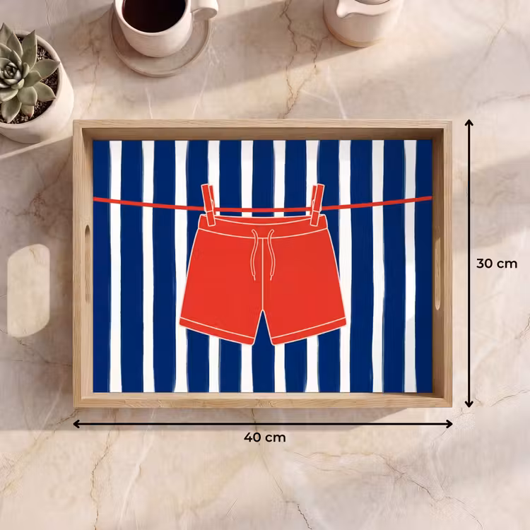 Dienblad - Shorts - Waslijn - Zomer - Illustratie - Rood — 9
