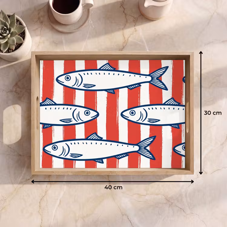 Dienblad - Vis - Patroon - Strepen - Illustratie - Rood — 9