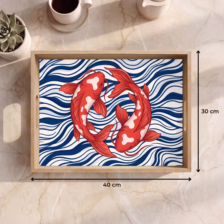 Dienblad - Vis - Water - Natuur - Illustratie - Rood — 9