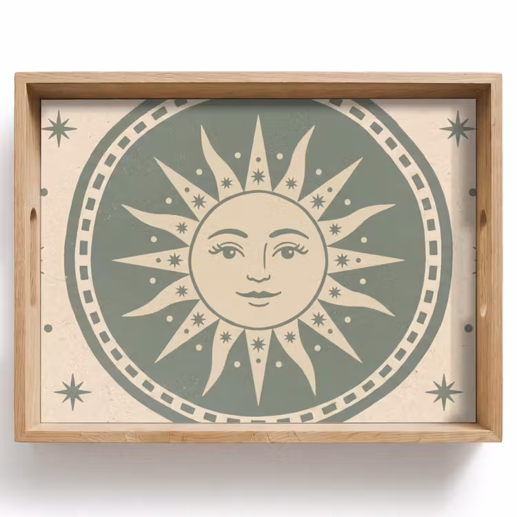 Dienblad - Zon - Sterren - Astrologie - Vintage - Groen — 1