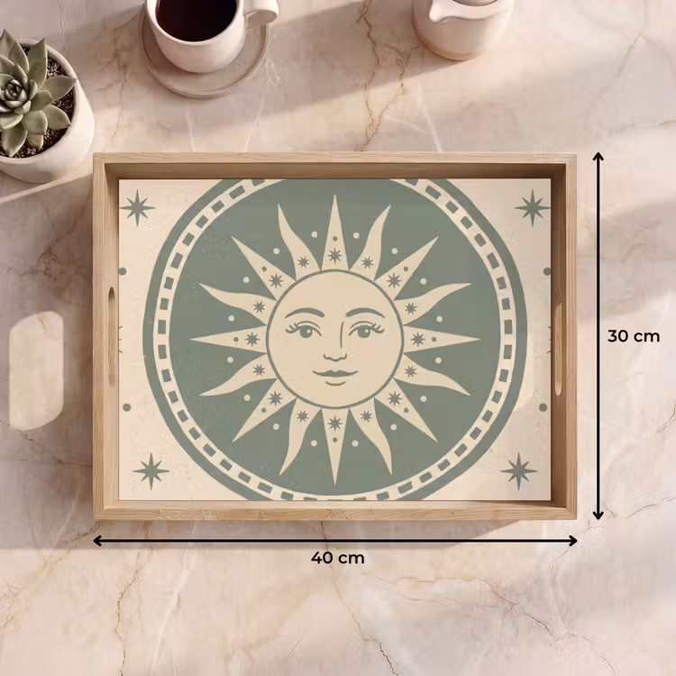 Dienblad - Zon - Sterren - Astrologie - Vintage - Groen — 9