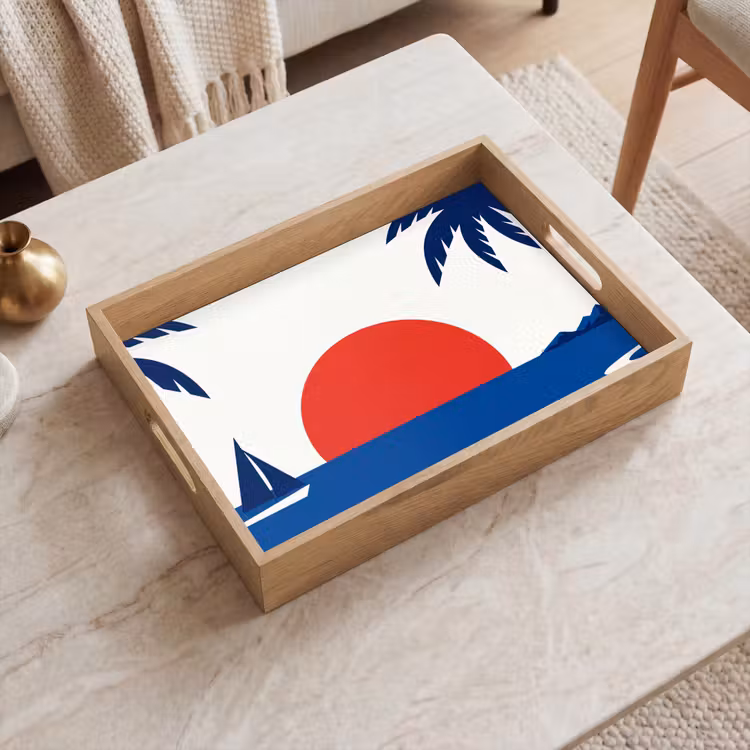 Dienblad - Zonsondergang - Zee - Palmboom - Tropisch - Modern — 2