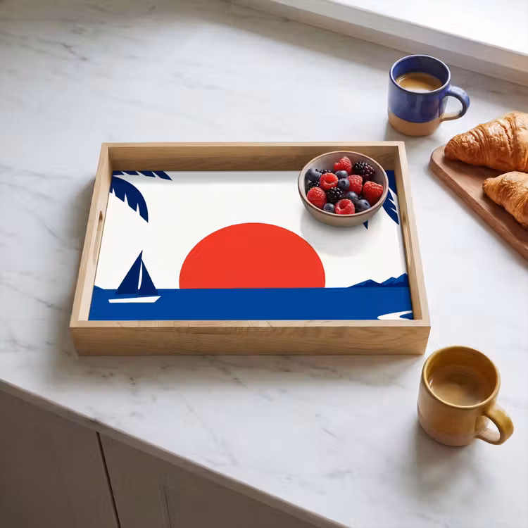 Dienblad - Zonsondergang - Zee - Palmboom - Tropisch - Modern — 4