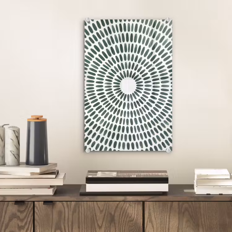 Glas schilderij - Abstract - Cirkel - Patroon - Modern - Groen — 2