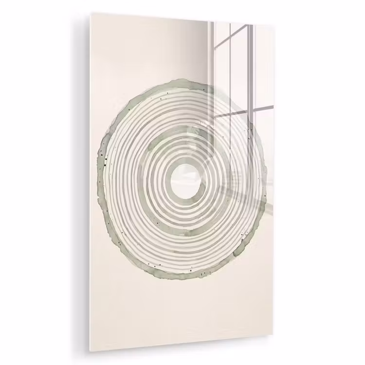 Glas schilderij - Abstractie - Cirkels - Waterverf - Groen - Modern — 1