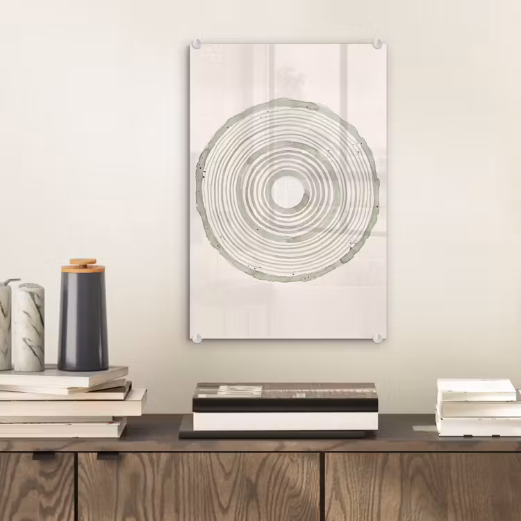 Glas schilderij - Abstractie - Cirkels - Waterverf - Groen - Modern — 2