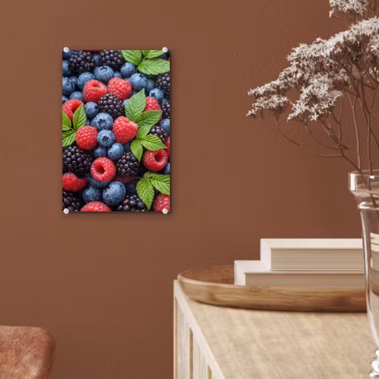 Glas schilderij - Bessen - Vers - Waterdruppels - Kleurrijk - Eten — 6