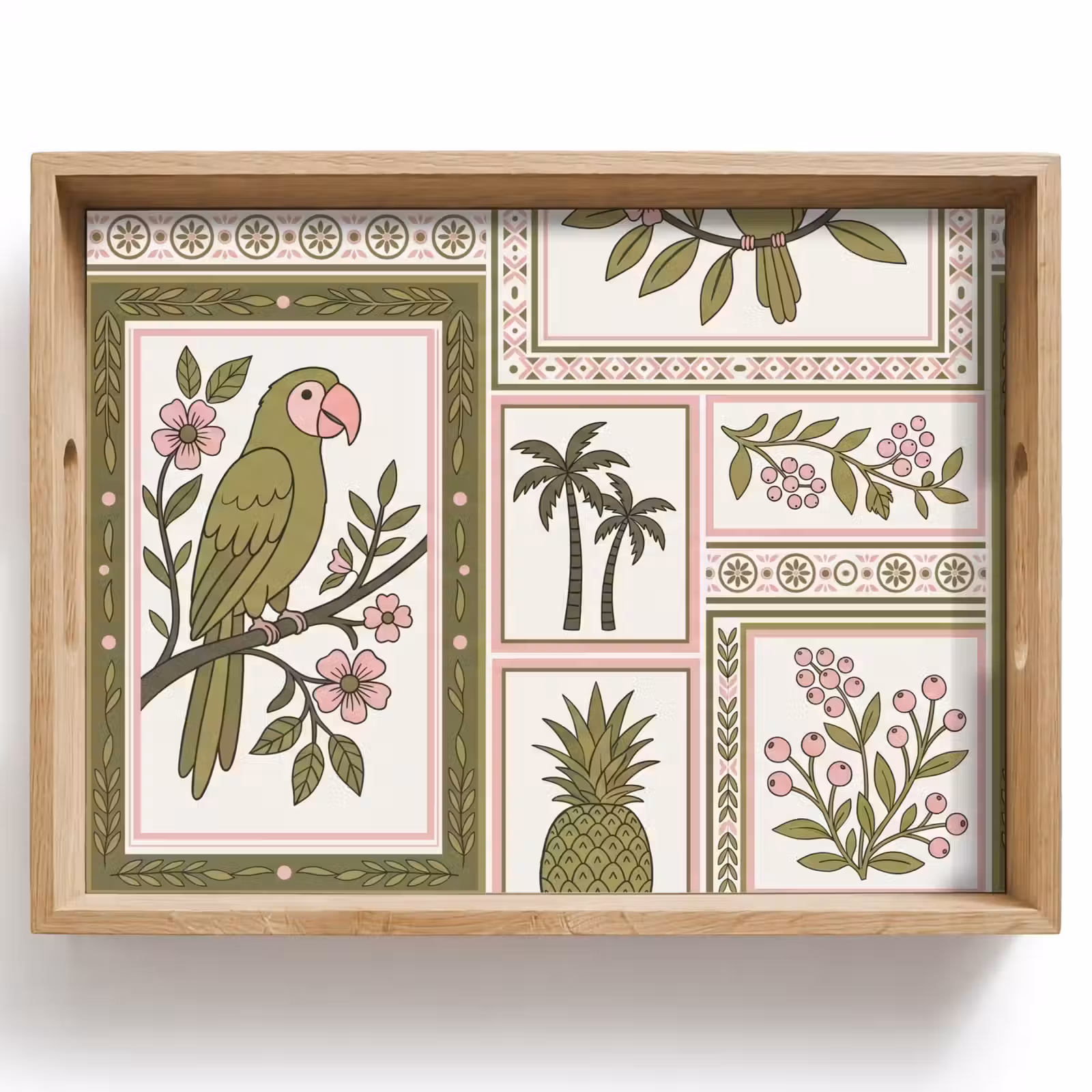 Dienblad - Vogel - Tropisch - Patroon - Decoratief - Groen — 1