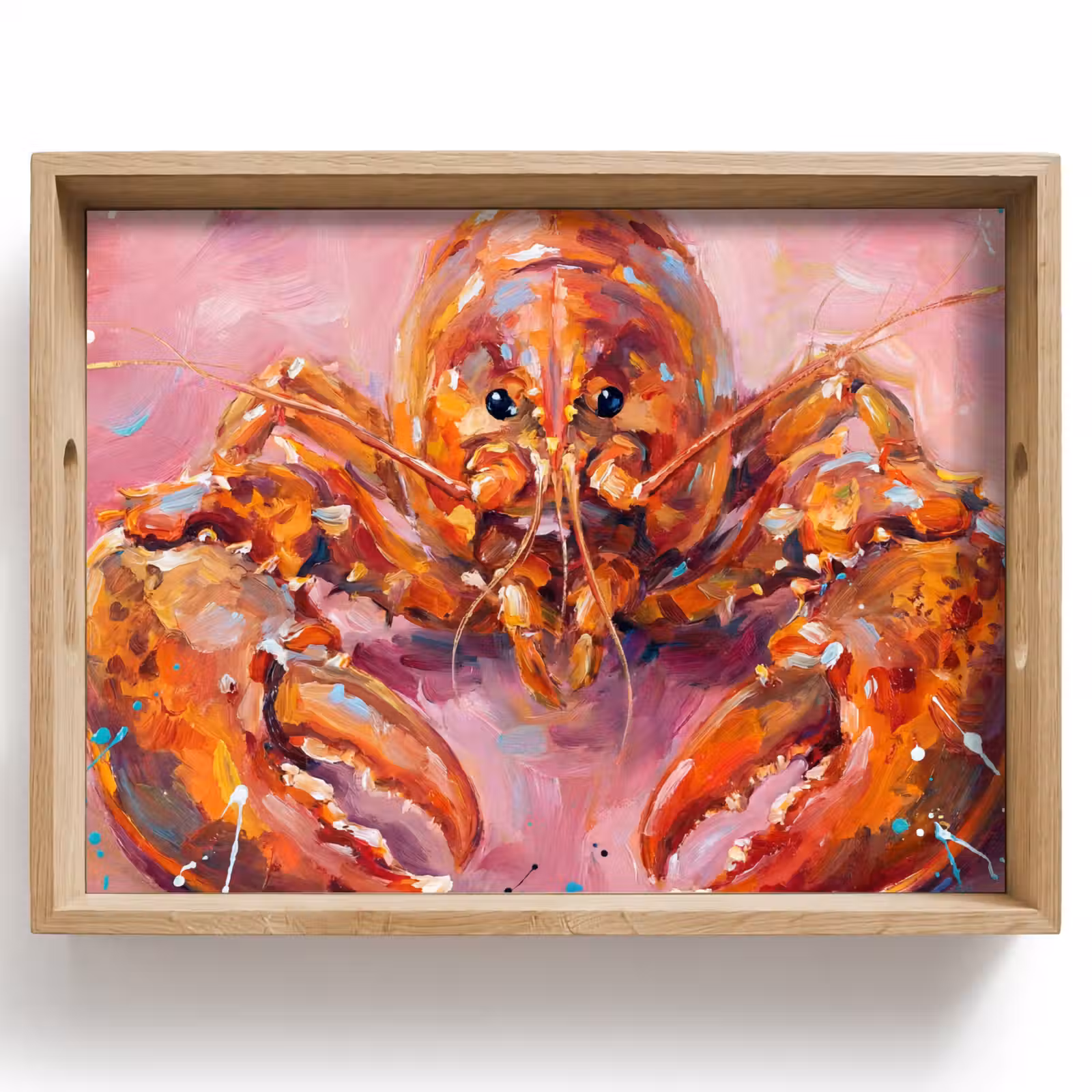 Dienblad - Zeeleven - Kreeft - Spatters - Abstract - Roze — 1