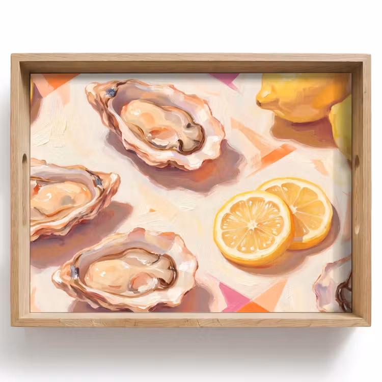 Dienblad - Stilleven - Citroenen - Oesters - Abstract - Oranje — 1